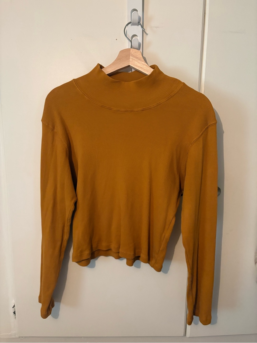 Big Bud Press Mustard Ribbed Mock Neck Long Sleeve Top